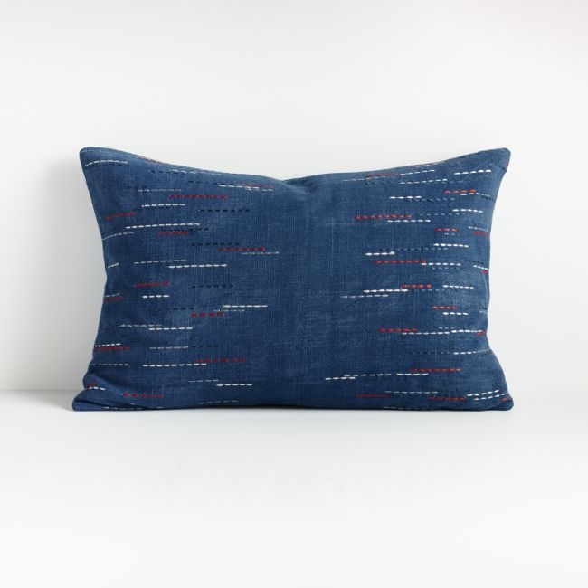 Hira Blue Lumbar Pillow 22"x15" -  down alt insert - Image 0
