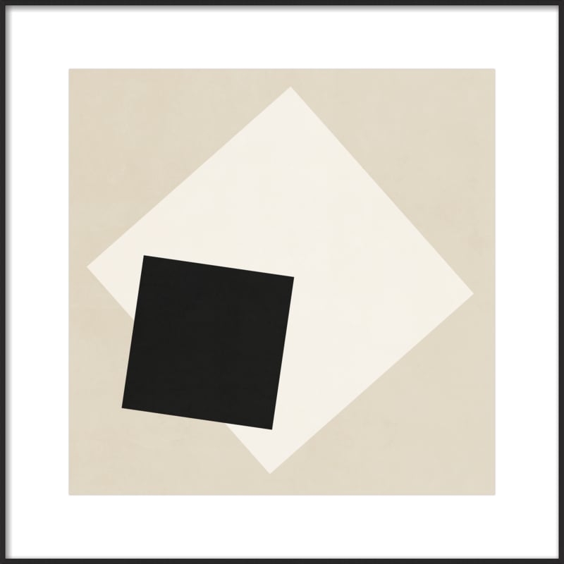 ABSTRACT GEOMETRIC ART - NEUTRAL 01 - 24 x 24 - Contemporary Frame - With Matte - Image 0