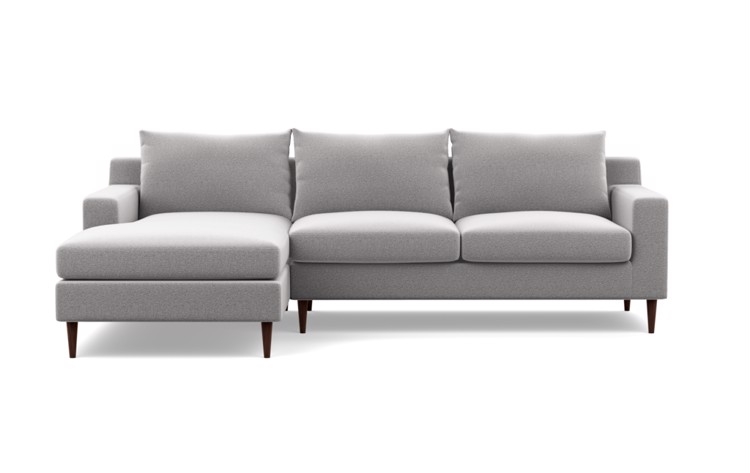 Sectional Sofa with Left Chaise - Ash Performance Felt - Oiled Walnut Tapered Round Wood- 96'' - Image 0