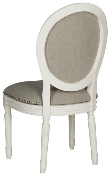 Holloway 19''H French Brasserie Linen Oval Side Chair (Set of 2) - Silver Nail Heads - Light Grey/Cream - Safavieh - Image 5