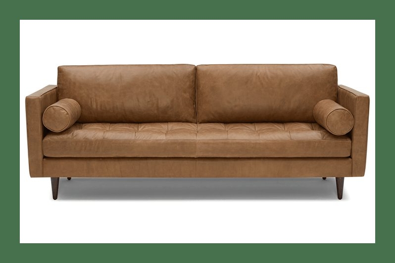 Brown Briar Mid Century Modern Leather Sofa - Santiago Camel - Mocha - Image 0