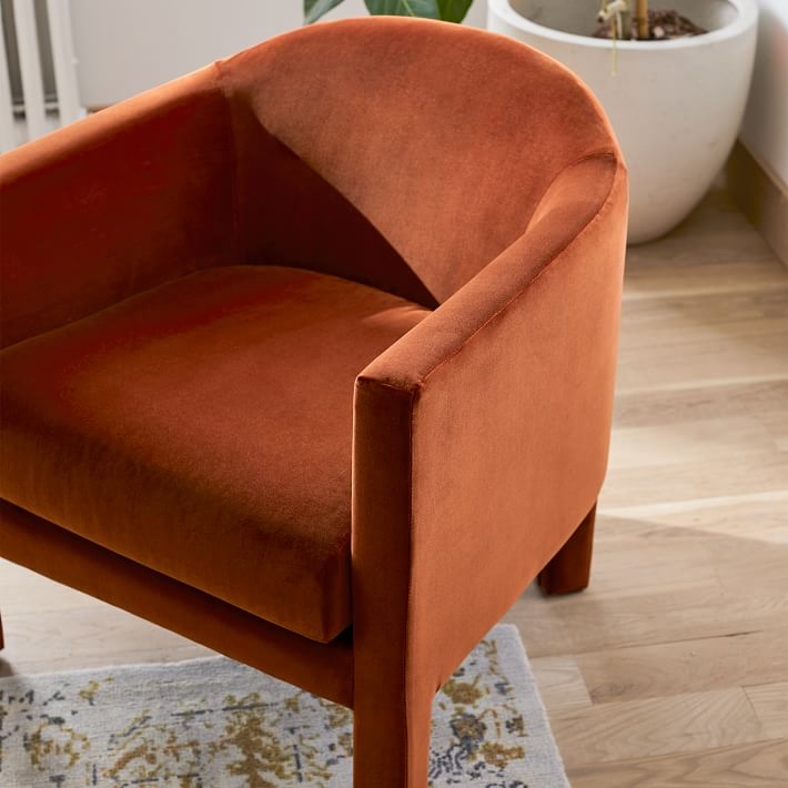 Isabella Upholstered Chair, Poly, Astor Velvet, Rust, Individual - Image 3