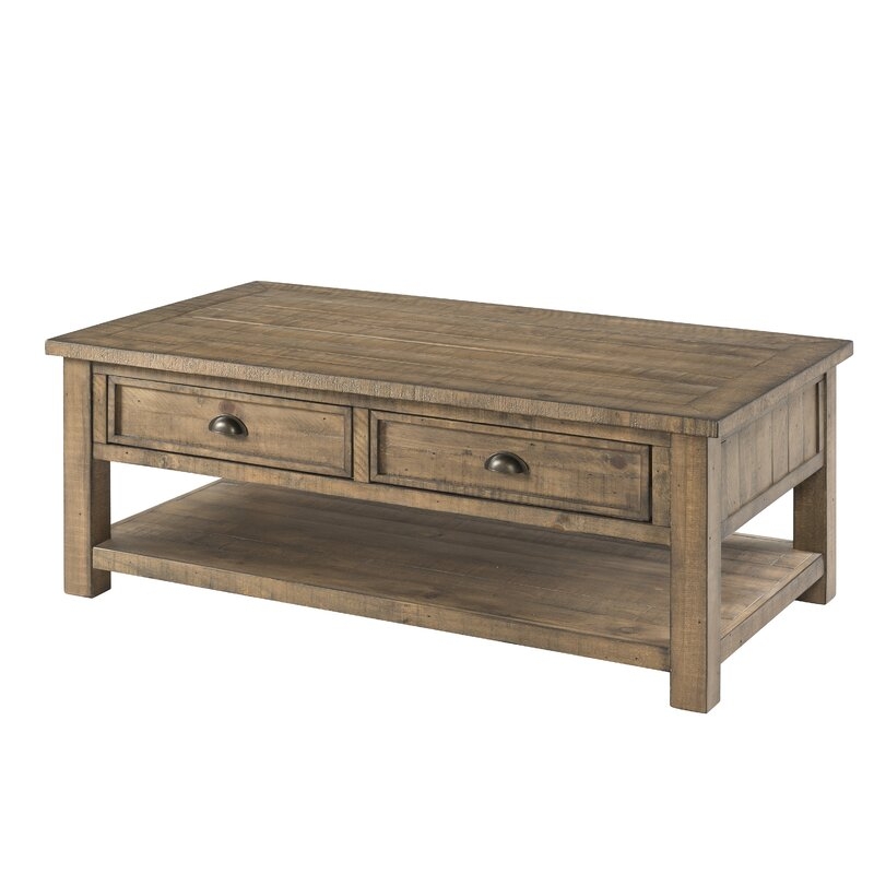 Risner Solid Wood Coffee Table with Storage / Reclaimed Natural - Image 1