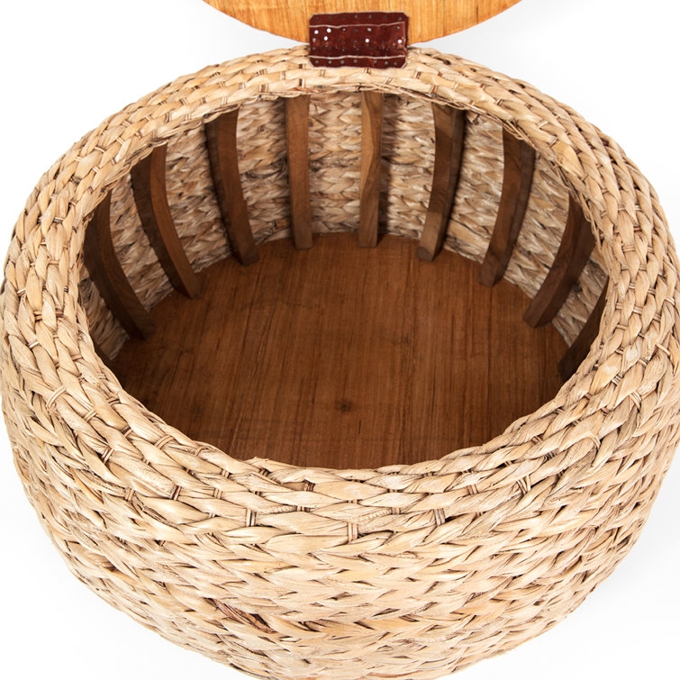 Round Wicker Storage Ottoman - Image 2