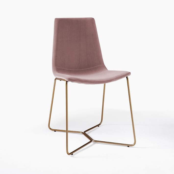 Slope Upholstered Dining Chair, Astor Velvet, Dusty Blush - Image 0