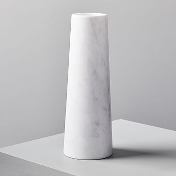 Foundations Vase, White Marble, Cylinder, 13"h Marble Vase - Image 0
