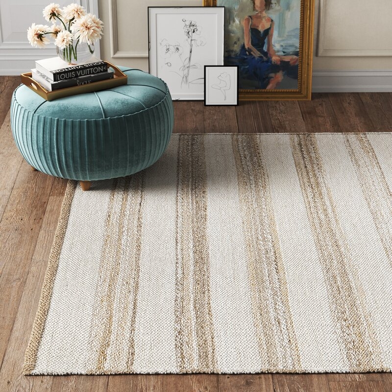 Claire Striped Hand-Knotted Natural Area Rug - Image 1