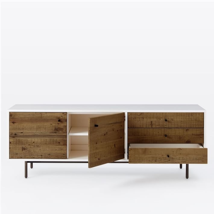Reclaimed Wood + Lacquer Media Console (70") - White - Image 4