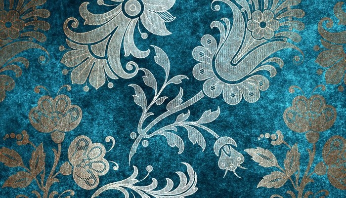 Aqua Teal Vintage Floral Damask Pattern Pillow Sham Set - Image 2