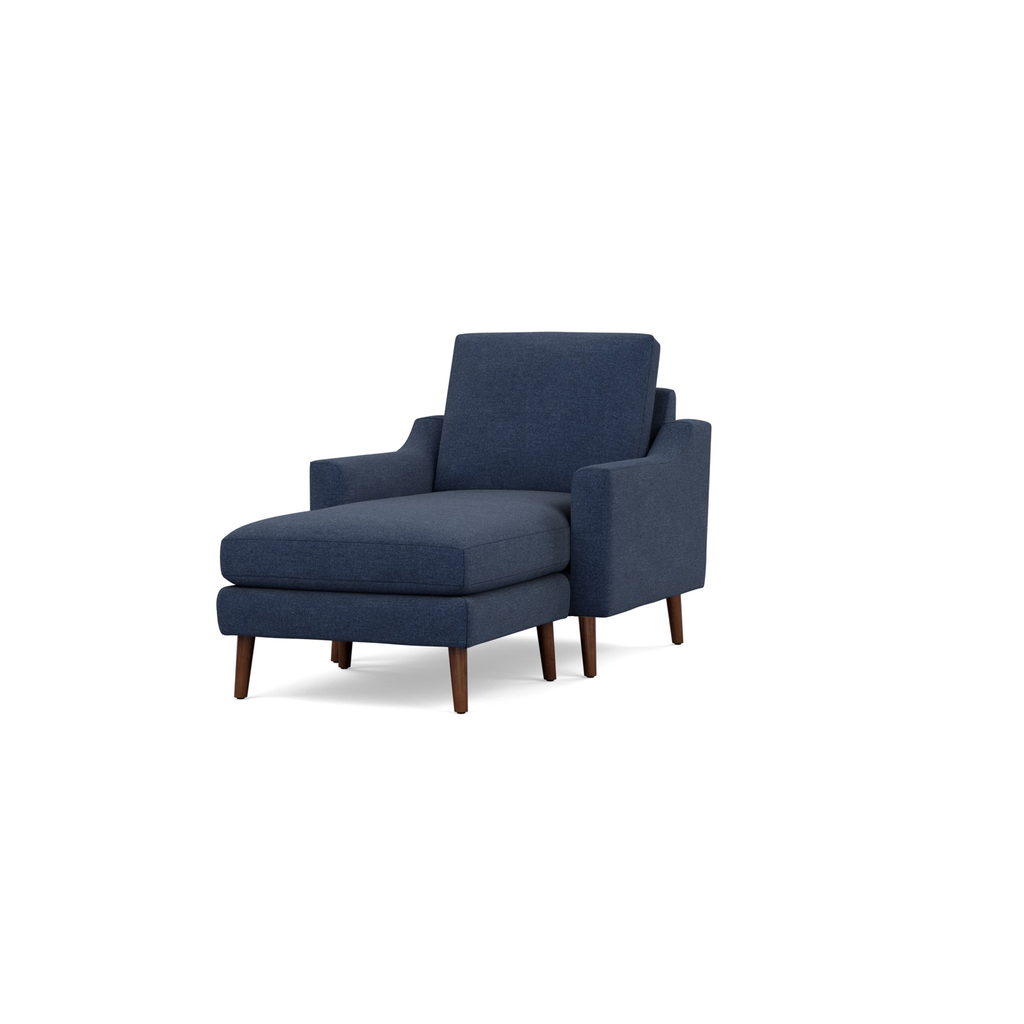 Nomad Armchair with Chaise in Navy Blue, Leg Finish: WalnutLegs - Image 0