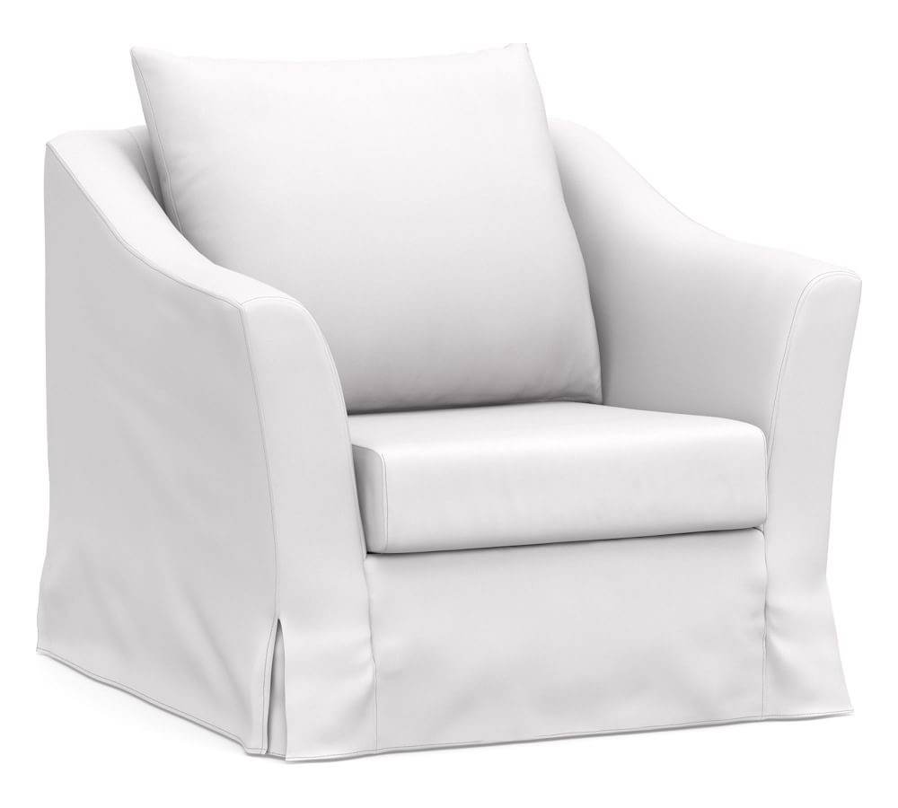 SoMa Brady Slope Arm Slipcovered Armchair, Polyester Wrapped Cushions, Twill White - Image 0