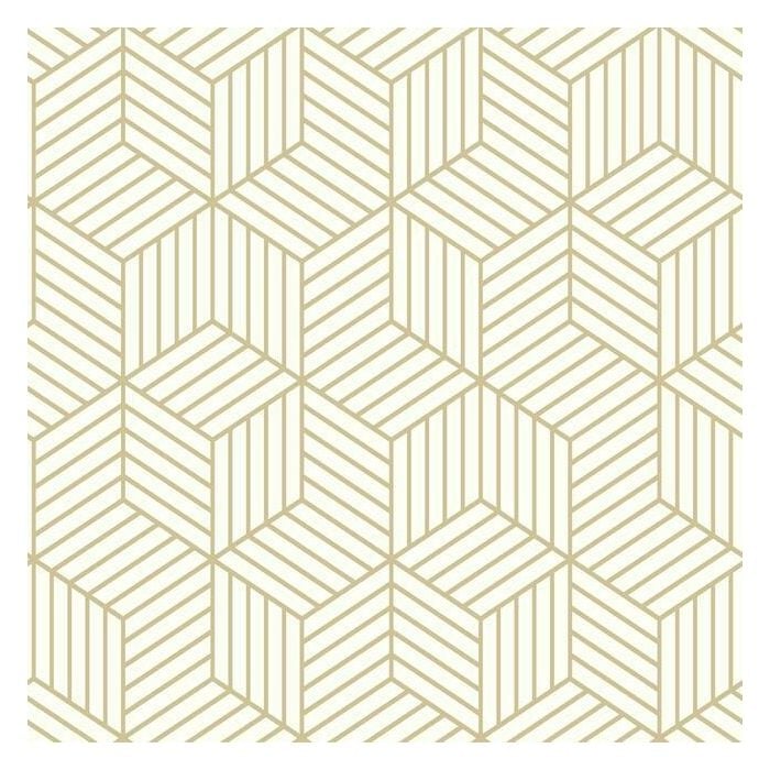 Striped Hexagon Peel and Stick Wallpaper gold - Image 0