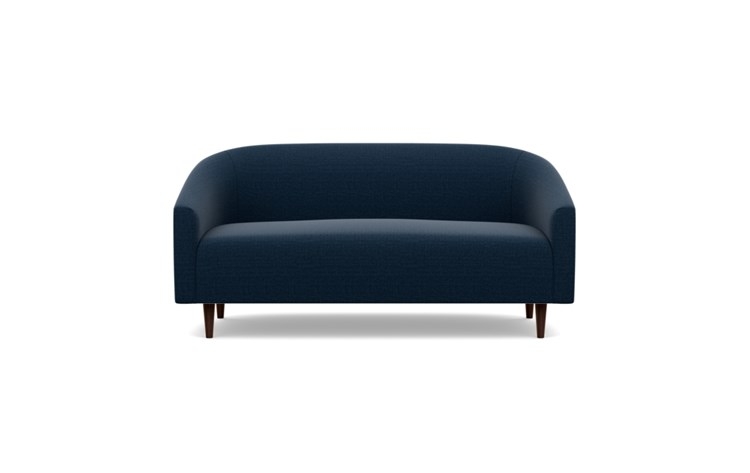 Tegan Loveseat 60" in Ocean (plush sateen fabric) with oiled walnut tapered rounded legs - Image 0