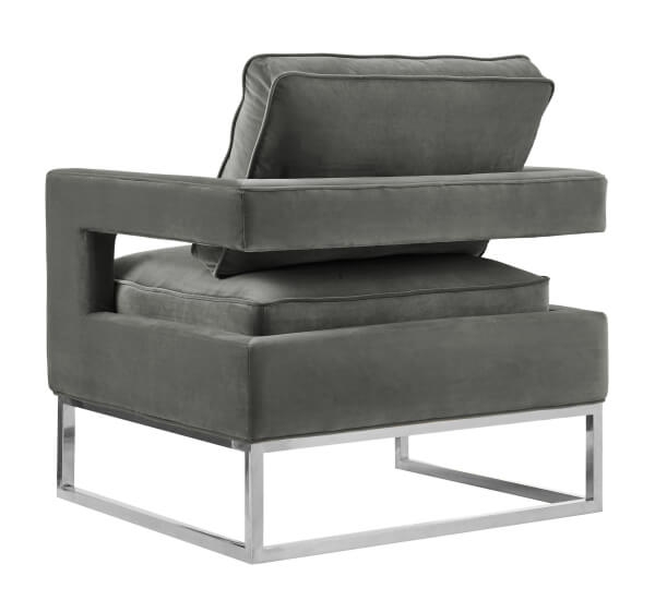 Avery Grey Velvet Chair - Silver Frame - Image 2