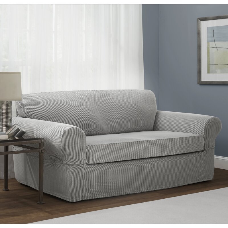Box Cushion Sofa Slipcover / Gray - Image 1