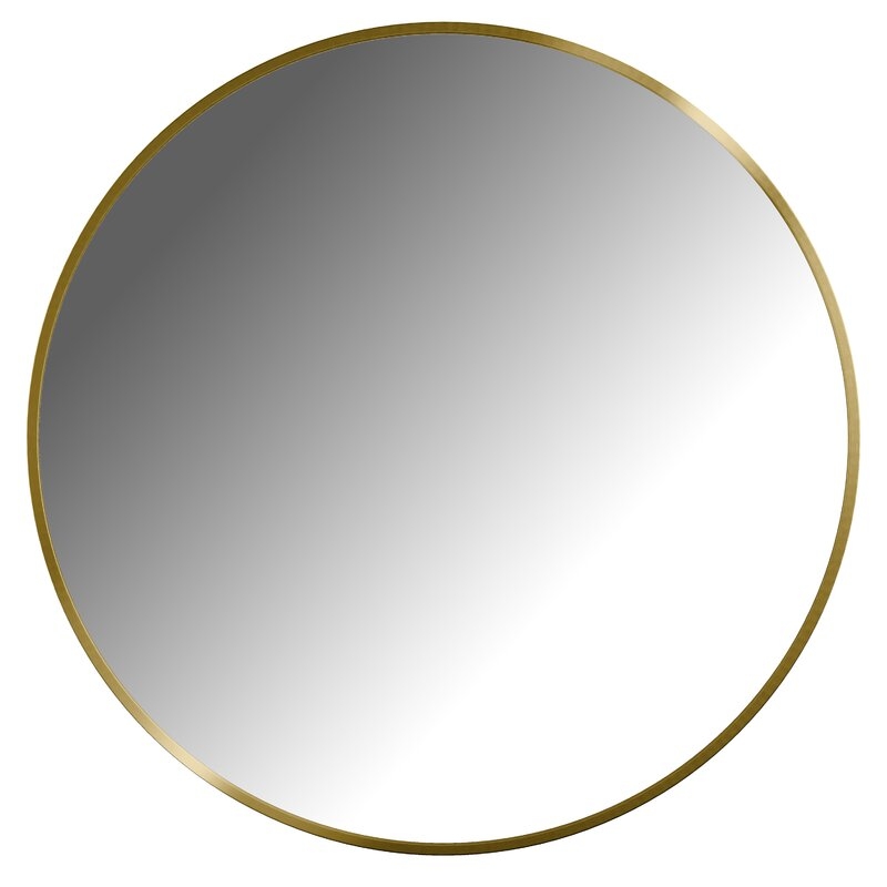 32" Round Wall Mirror, Brushed Gold - Image 0
