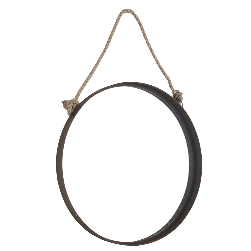Duane Decorative Round Rope Hanging Accent Mirror - Image 1