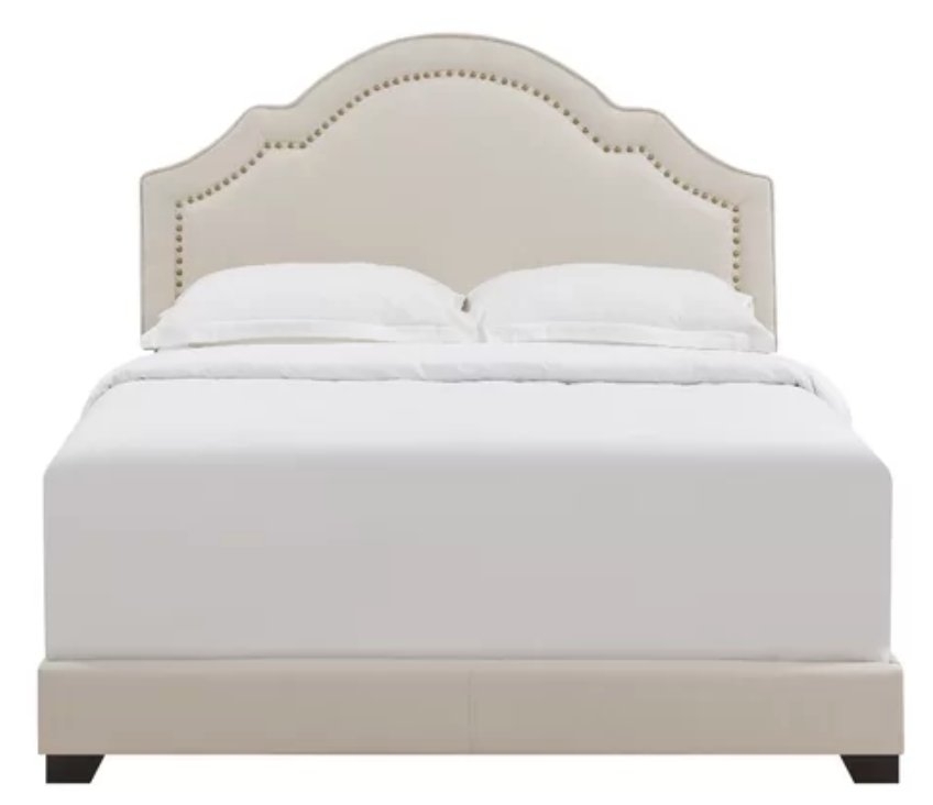 Bodner Shaped Back Upholstered Panel Bed in Cream - King - Image 0