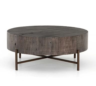 Fargo Round Coffee Table, Distressed Gray/Patina Copper - Image 0
