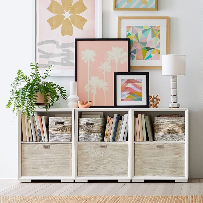 Callum Triple 1-Drawer Storage Cabinet with Feet Weathered White/Simply White - Image 4