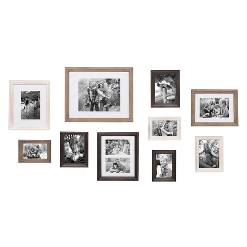 10 Piece Sturminster Gallery Picture Frame Set-White Wash/Charcoal Gray/Rustic Gray - Image 1