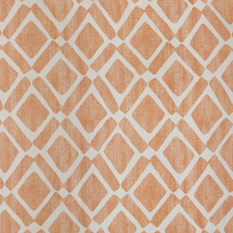 Meka Geometric Semi-Sheer Rod Pocket Single Curtain Panel, Orange - Image 1