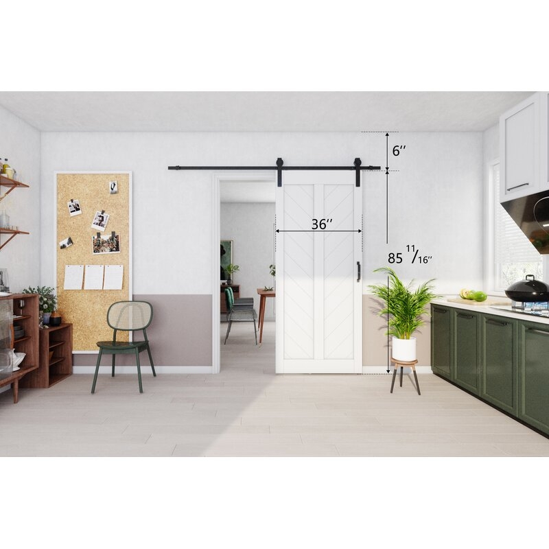 Paneled Ark Design II Barn Door with Installation Hardware Kit - Image 1