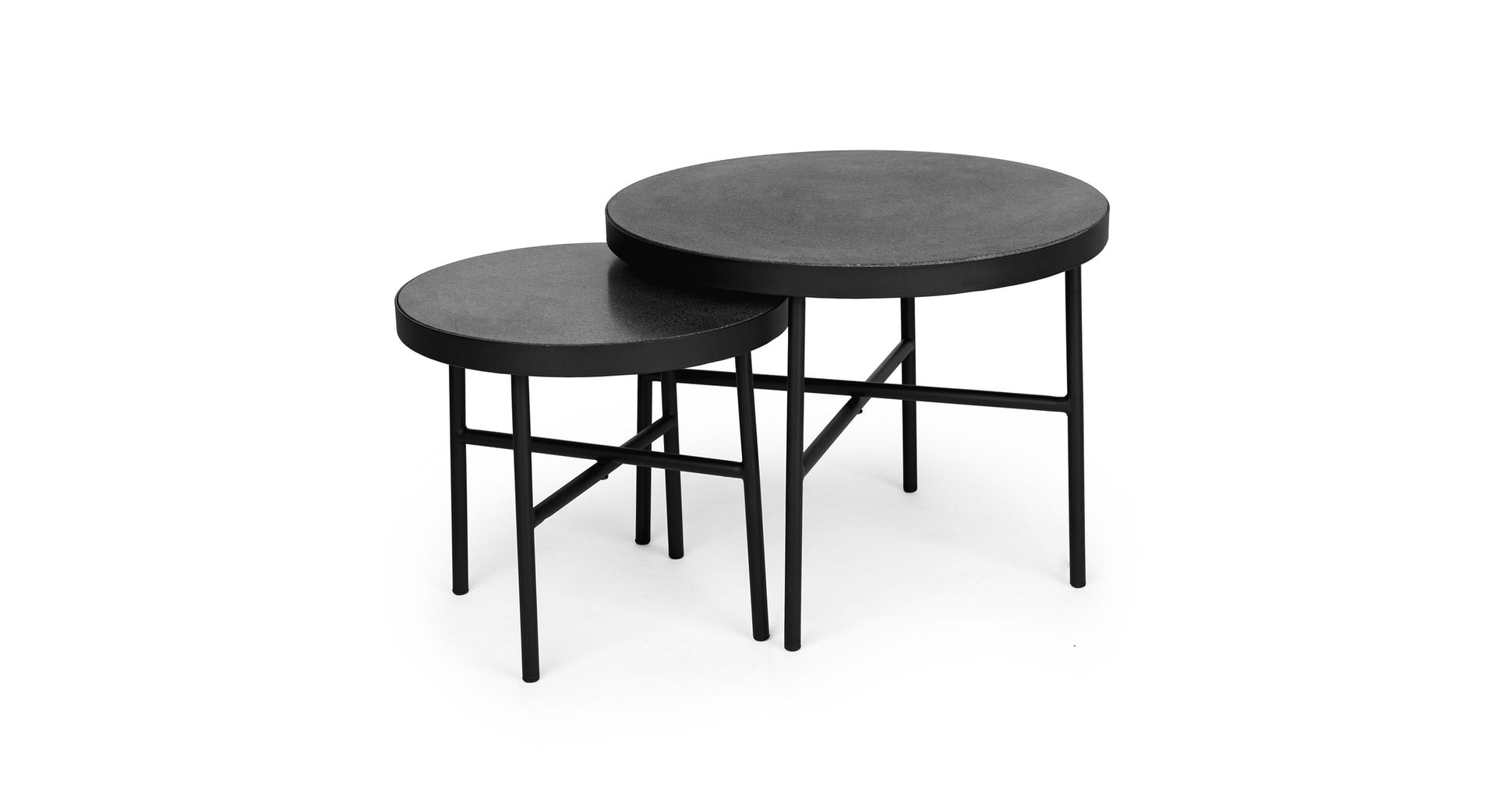 Gera Outdoor Side Table Set - Black Granite - Image 2