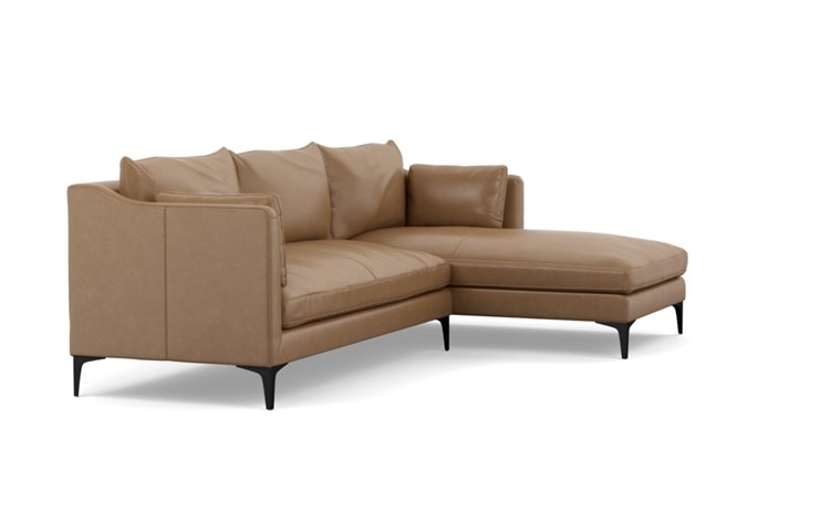 CAITLIN LEATHER BY THE EVERYGIRL Leather Sectional Sofa with Right Chaise/Matte Black Sloan L Leg - Image 1