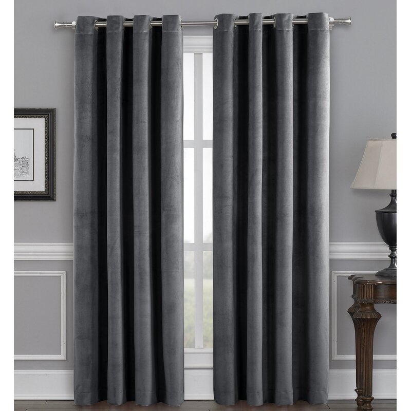 Caasi Velvet Solid Max Blackout Thermal Grommet Curtain Panels (Set of 2) - Image 0