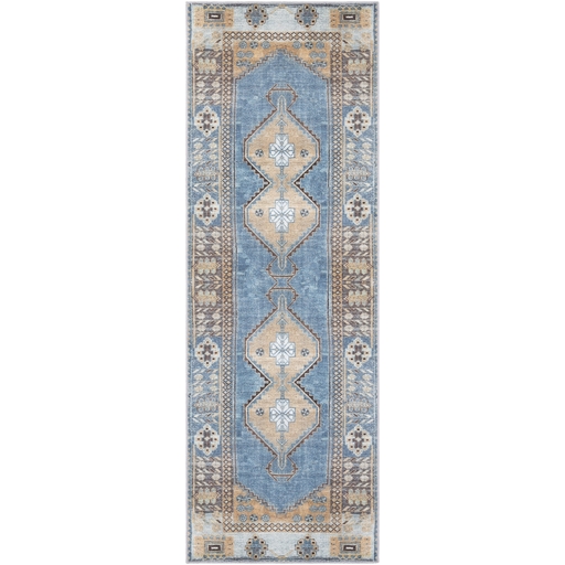 Discontinued - Zola Runner Rug, 2'7" x 7'3", Bright Blue - Image 0
