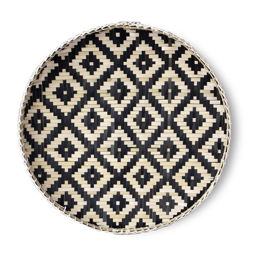 Madeterra Large D19.7 Bamboo Woven Basket Boho Wall Hanging Decor, Round Decorative Serving Tray For Fruit, Snack, Coffee Table, Chic Rustic Wall Pediment And Home Decoration - Image 0