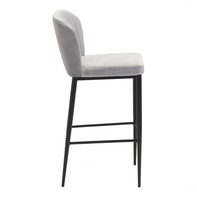 Tolivere Bar Chair Gray Velvet, Set of 2 - Image 1