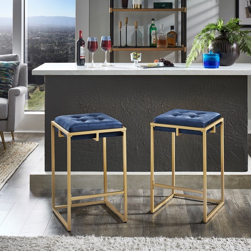 Simmerman Upholstered Counter Stool with Metal Frame (Set of 2) - Image 4