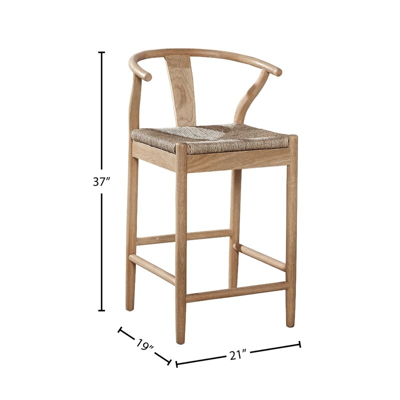 Wishbone Mid-Century Steam Bent Oak Counter Stool - 24-Inch Seat - Image 1