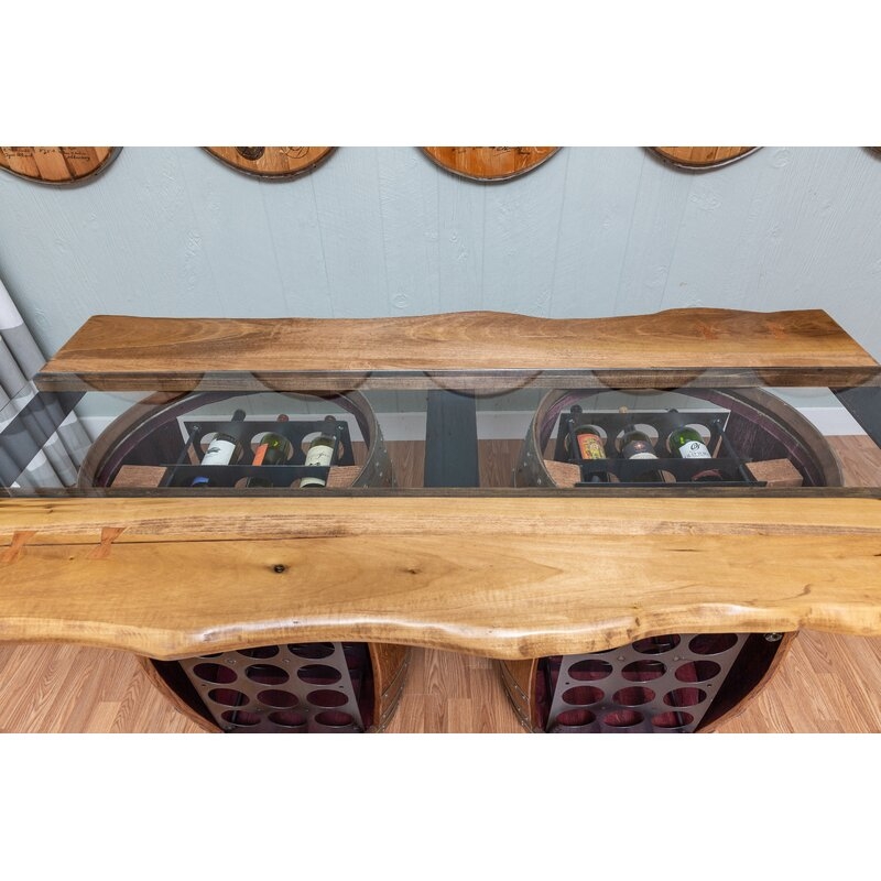 Andy Live Edge and Glass Top Double Barrel Bar Set - Image 1