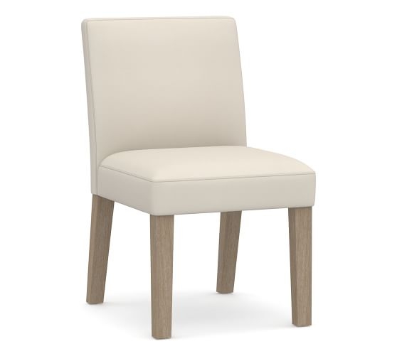 PB Classic Square Arm Upholstered Dining Side Chair, Seadrift Frame, Twill Cream - Image 0