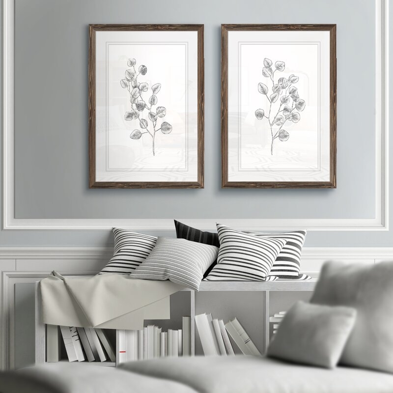 'Eucalyptus Sketch III' by Vincent Van Gogh - 2 Piece Picture Frame Drawing Print Print Set - Image 1