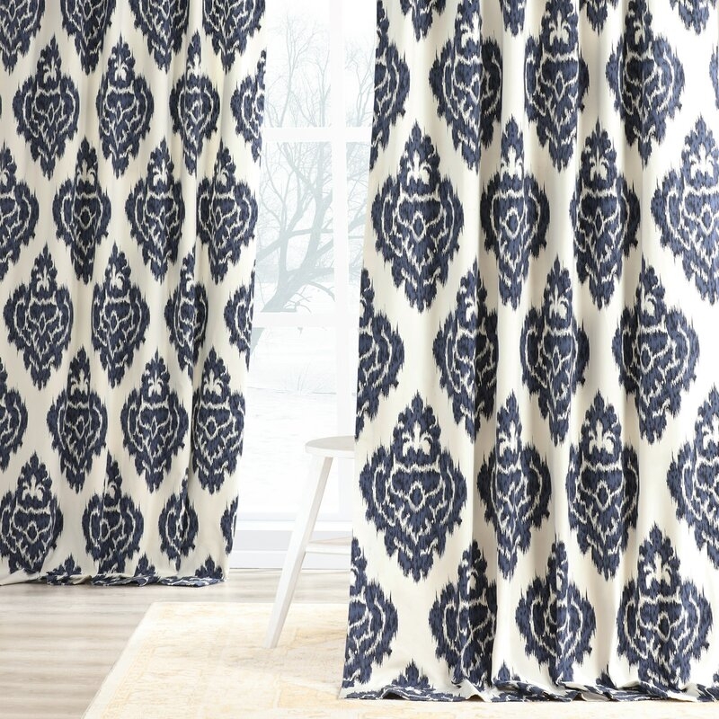 Atkins 100% Cotton Ikat Room Darkening Thermal Rod Pocket Single Curtain Panel - Image 0