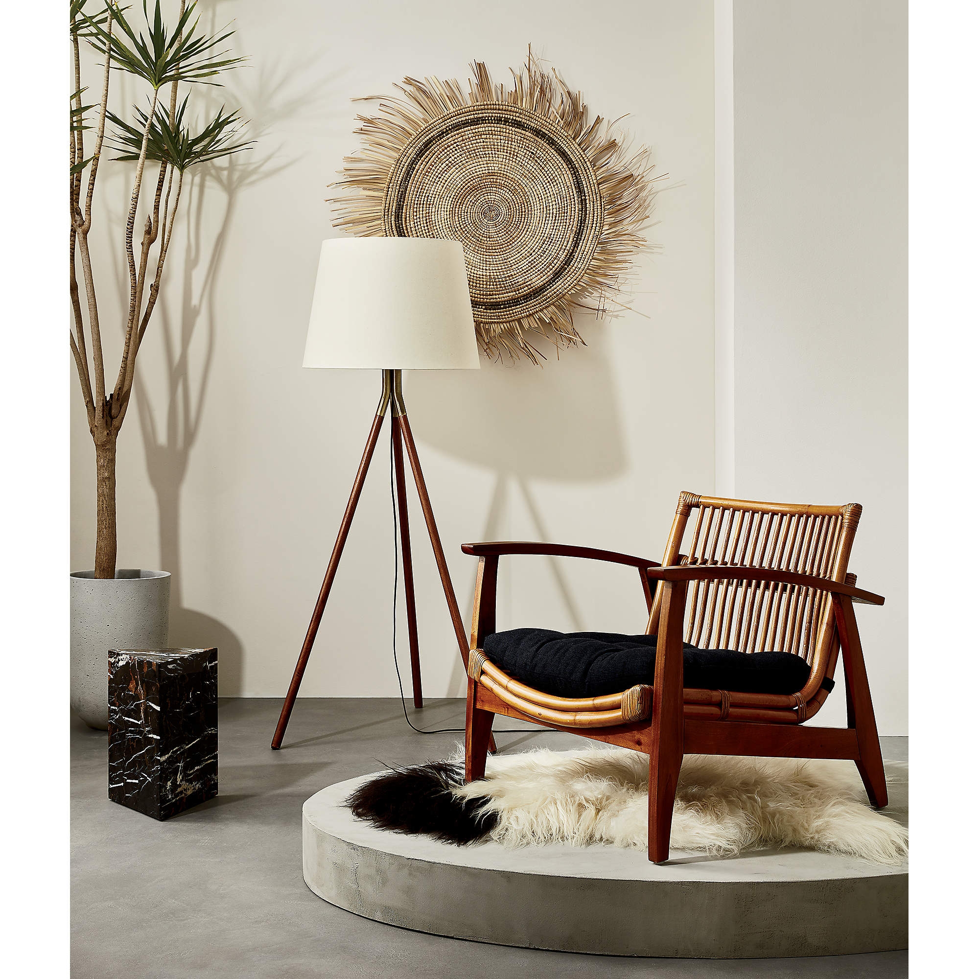 Noelie Rattan Lounge Chair, Black Cushion - Image 7