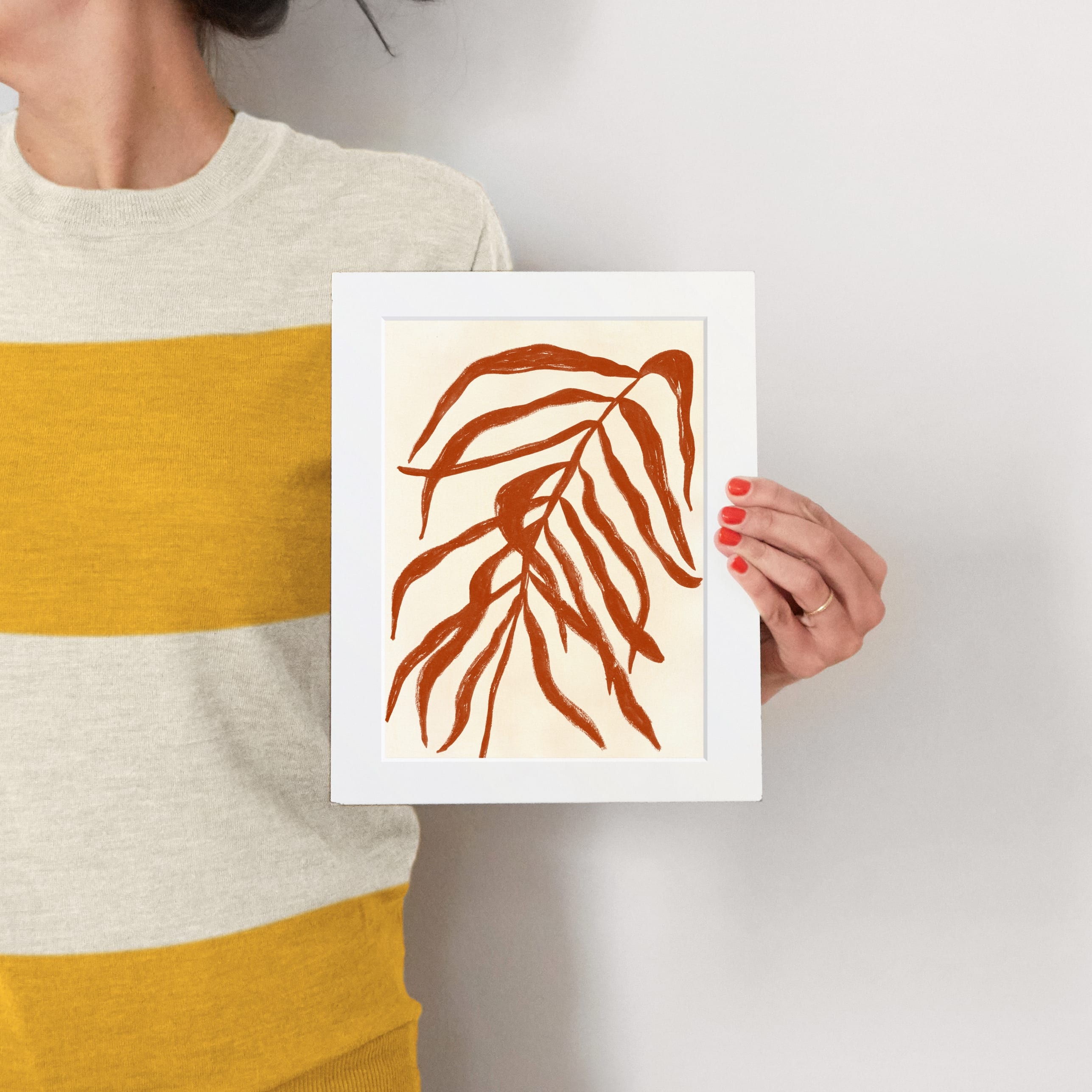 Solitaire Plant, Terracotta, Matted, Matte Black Metal Frame, 8"x10" - Image 2