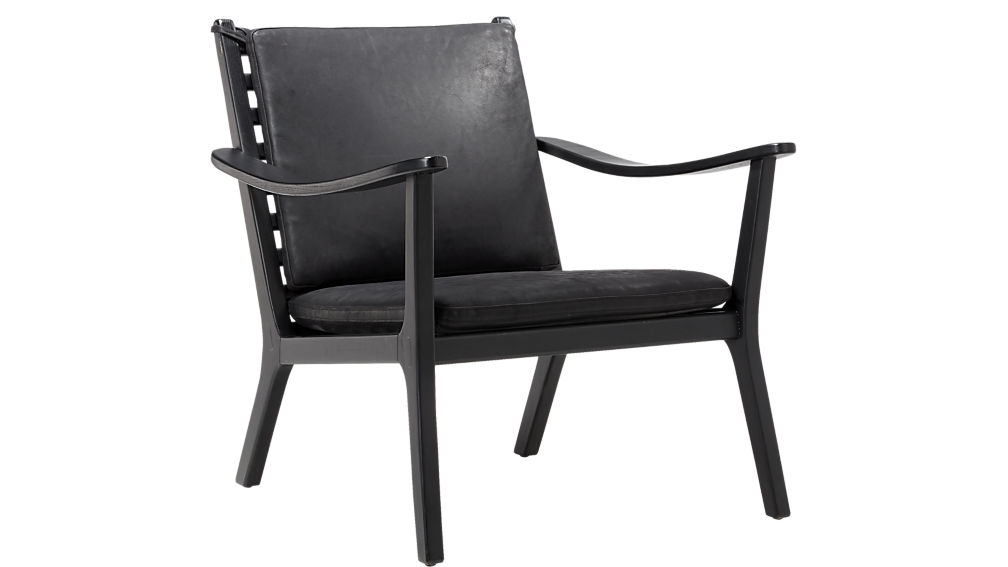 parlay black leather lounge chair - Image 1