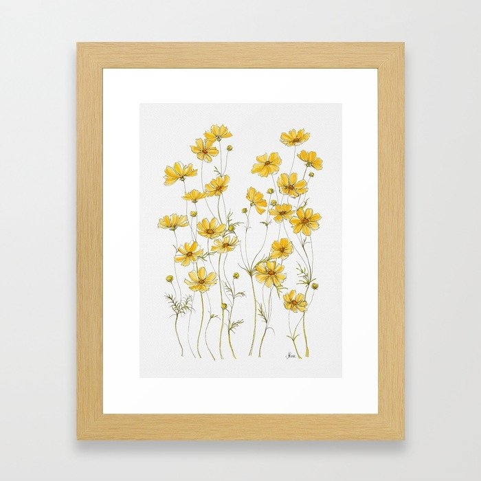 Yellow Cosmos Flowers Framed Art Print - Image 0
