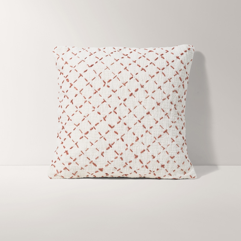 Terracotta Cross Hatch Square Pillow Cover in Mixed - Image 0