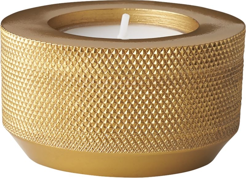 Knurled Gold Tea Light Candle Holder - Image 3