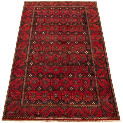 One-of-a-Kind Hand-Knotted Red 5'9" x 9'5" Wool Area Rug - Image 0