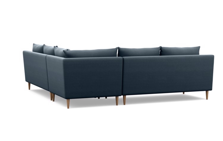 SLOAN Corner Sectional Sofa - Structured Cloth, Aegean - Natural Oak Tapered Round Wood Leg - 97"L - Image 3