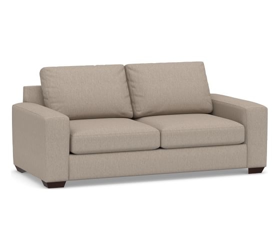 Big Sur Square Arm Upholstered Sofa 82" with Bench Cushion, Down Blend Wrapped Cushions, Sunbrella(R) Performance Sahara Weave Mushroom - Image 0