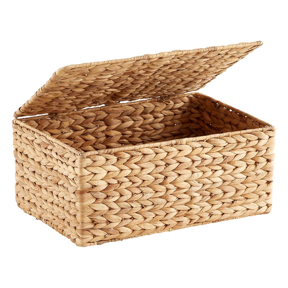 Small Water Hyacinth Storage Box with Hinged Lid - Image 1