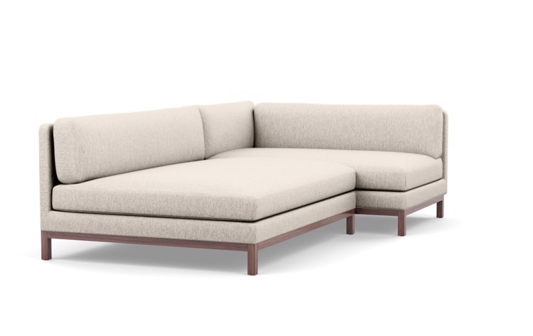Jasper Chaise Sectional in Wheat Cross Weave Fabric with Oiled Walnut legs - Image 1